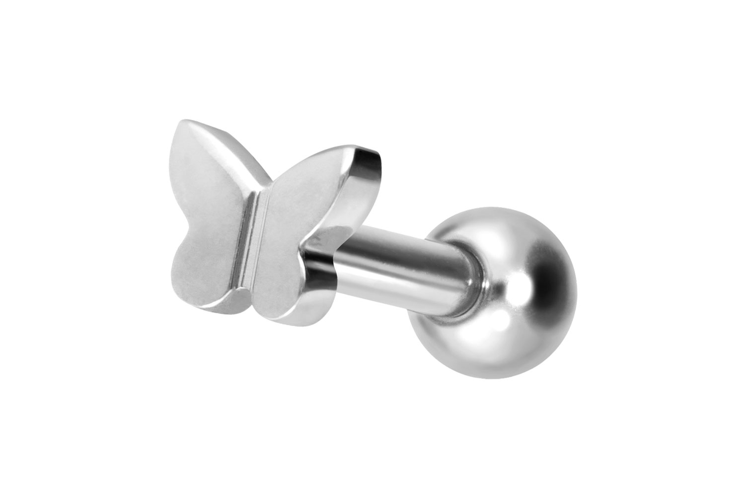 Titan Ohrpiercing mit Innengewinde SCHMETTERLING